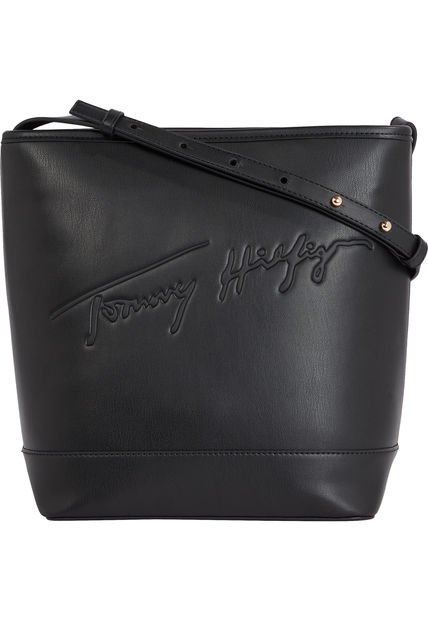 Bolso Im Latam Corp Con Cierre De Solapa Mujer Negro Tommy Hilfiger