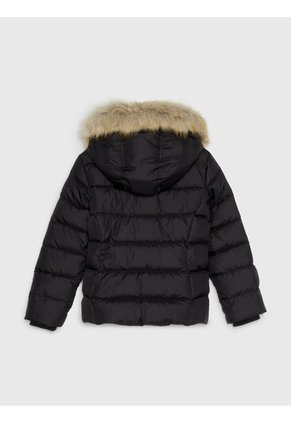 Chaqueta Niña Negra Essential Con Capota Y Plumón Tommy Hilfiger