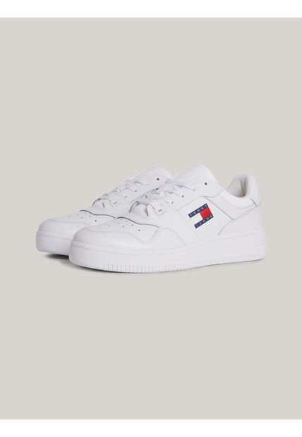 Tenis Blancos Essential De Estilo Retro En Cuero Tommy Hilfiger