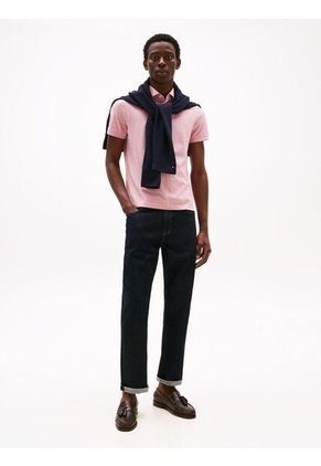 Polo Rosado Con Cuello Wide Spread Tommy Hilfiger
