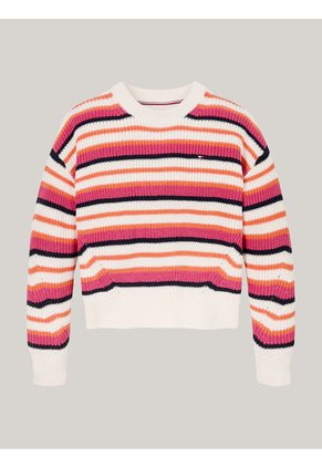 Saco Tejido Essential De Rayas Rosadas Para Niña Tommy Hilfiger