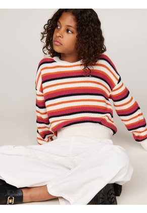 Saco Tejido Essential De Rayas Rosadas Para Niña Tommy Hilfiger