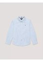 Camisa Celeste A Rayas Con Logo Para Niños Tommy Hilfiger de Tommy Hilfiger