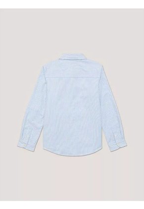 Camisa Celeste A Rayas Con Logo Para Niños Tommy Hilfiger