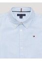 Camisa Celeste A Rayas Con Logo Para Niños Tommy Hilfiger de Tommy Hilfiger
