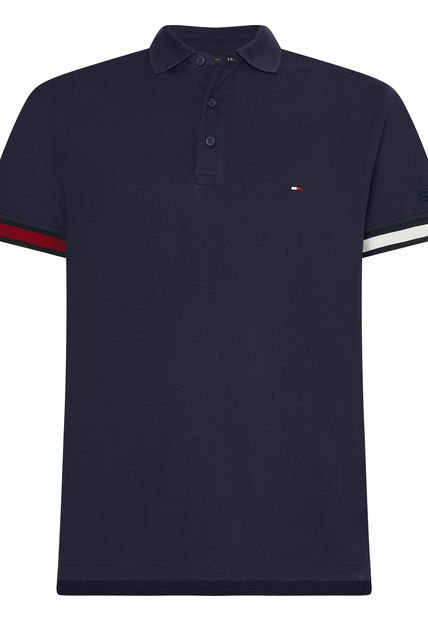 Polo De Punto Slim Con Ribetes A Contraste Hombre Azul Tommy Hilfiger
