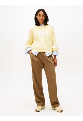 Tenis Amarillo De Cuero Con Monograma TH Tommy Hilfiger