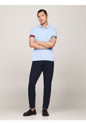 Polo Celeste De Corte Slim Con Logo Hilfiger Tommy Hilfiger