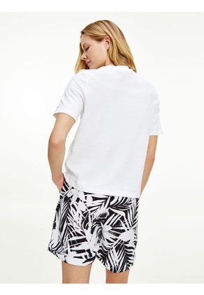 Camiseta De Algodón Orgánico Con Logo Blanco Tommy Hilfiger