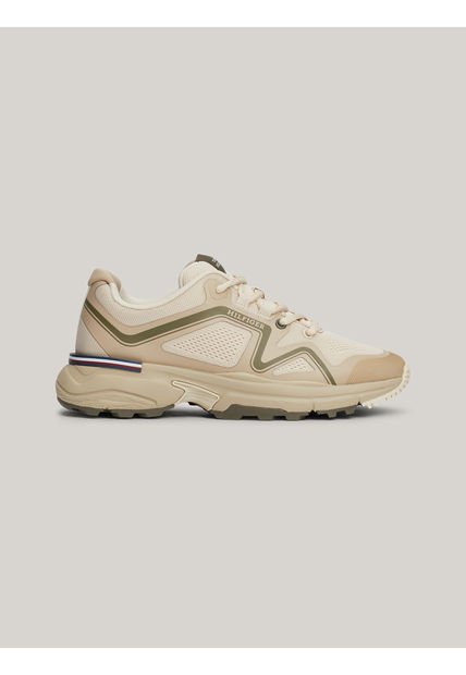 Tenis Beige De Running Con Suela Dentada Tommy Hilfiger
