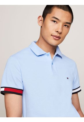 Polo Celeste De Corte Slim Con Logo Hilfiger Tommy Hilfiger