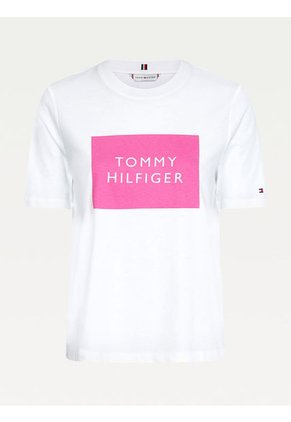 Camiseta De Algodón Orgánico Con Logo Blanco Tommy Hilfiger