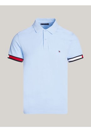 Polo Celeste De Corte Slim Con Logo Hilfiger Tommy Hilfiger