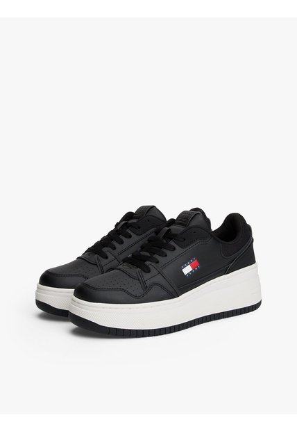 Tenis Negro Retro De Plataforma Tommy Hilfiger