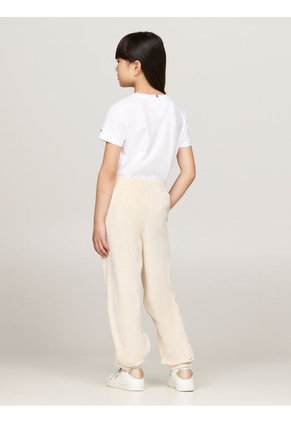 Pantalón Niña Gris Velour Con Logo Script Tommy Hilfiger