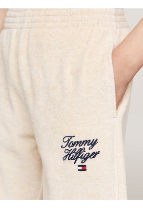 Pantalón Niña Gris Velour Con Logo Script Tommy Hilfiger