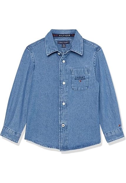 Camisa Niño De Cambray - Adaptive Azul Tommy Hilfiger