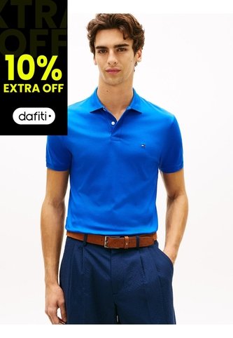 Polo Azul De Punto Interlock De Corte Regular Tommy Hilfiger Tommy Hilfiger