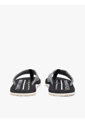 Sandalias Negro De Jacquard En Chambray De Puro Lino Tommy Hilfiger