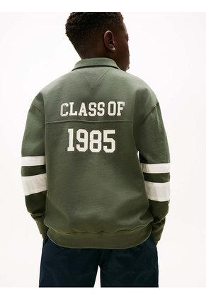 Polo Gris Varsity De Manga Larga Con Aplicación Tommy Hilfiger