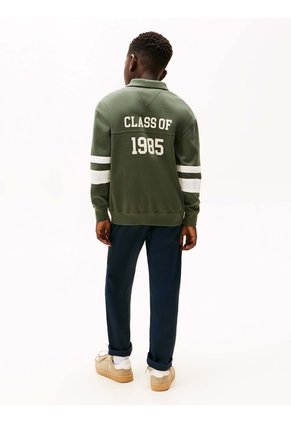 Polo Gris Varsity De Manga Larga Con Aplicación Tommy Hilfiger