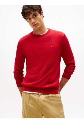 Saco Rojo De Cuello Redondo Con Logo Bordado Tommy Hilfiger