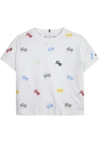 Camiseta Con Bordado Integral Del Logo Niña Blanco Tommy Hilfiger Tommy Hilfiger