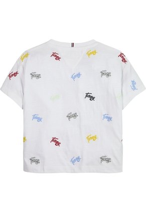 Camiseta Con Bordado Integral Del Logo Niña Blanco Tommy Hilfiger