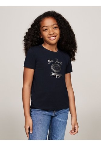 Camiseta Azul Para Niña Con Logotipo Metalizado Tommy Hilfiger Tommy Hilfiger