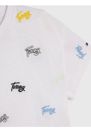 Camiseta Con Bordado Integral Del Logo Niña Blanco Tommy Hilfiger