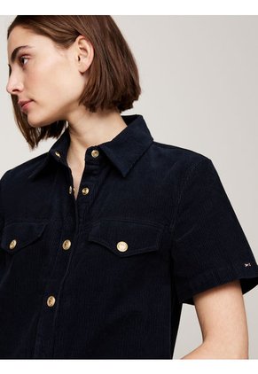 Vestido Azul Corto De Manga Corta Tommy Hilfiger