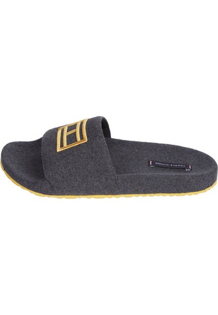 Sandalias Gris De Fieltro Con Logo Bordado Tommy Hilfiger