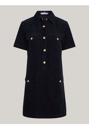 Vestido Azul Corto De Manga Corta Tommy Hilfiger