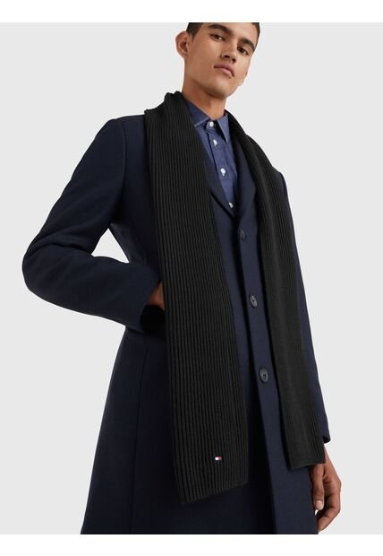 Bufanda Negra De Punto Canal Tommy Hilfiger