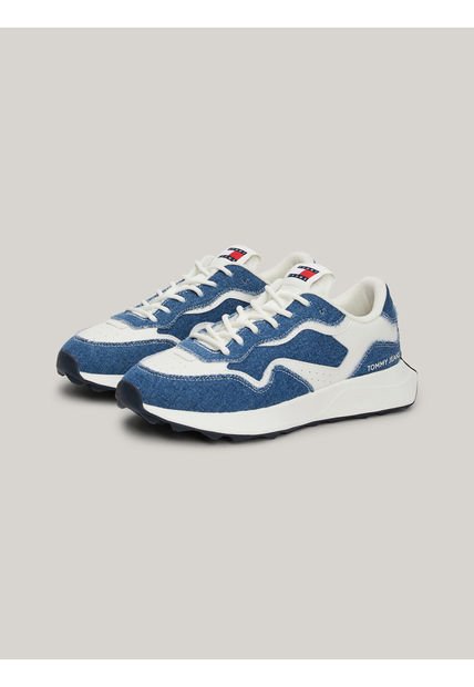 Tenis Azul Denim Con Diseño Retro Tommy Hilfiger