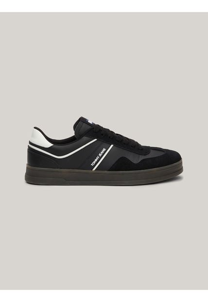 Tenis Negro Cupsole Retro De Ante Tommy Hilfiger