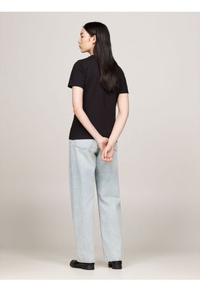 Camiseta Negra De Corte Regular Con Logo Script Tommy Hilfiger