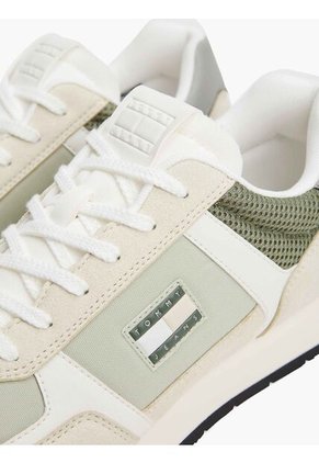 Tenis Verde Con Logo Y Texturas Mixtas Tommy Hilfiger