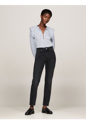 Jeans Negro Ajustados Tobilleros De Talle Alto Tommy Hilfiger