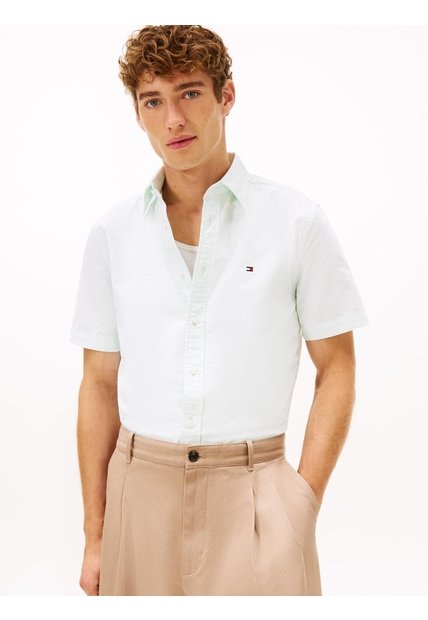 Camisa Verde Heritage De Manga Corta Tommy Hilfiger