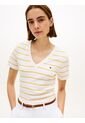 Camiseta Beige Slim Con Cuello En V Tommy Hilfiger de Tommy Hilfiger