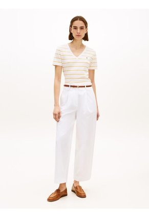 Camiseta Beige Slim Con Cuello En V Tommy Hilfiger
