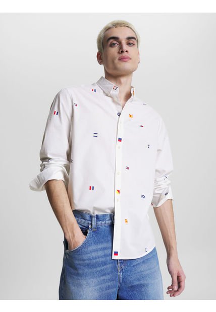 Camisa Archive De Corte Clásico Con Logos Hombre Blanco Tommy Jeans