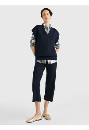 Saco Azul Amplio Manga Corta Con Cuello V Para Mujer Tommy Hilfiger