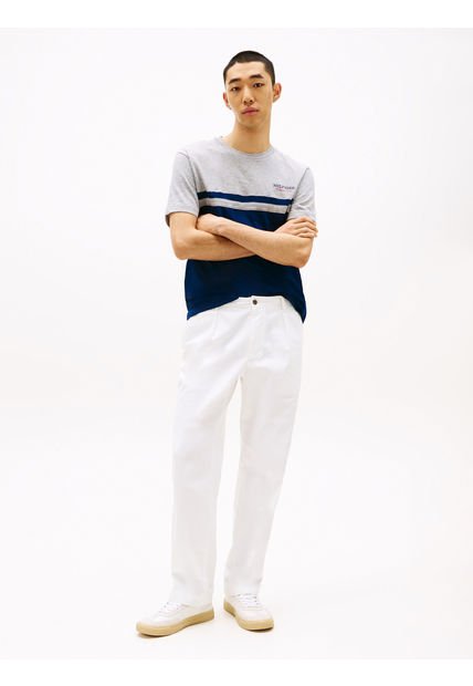 Camiseta Azul Oscuro Color Block Con Monotipo Hilfiger Tommy Hilfiger