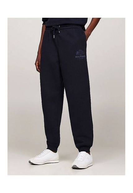 Joggers Azul Cónicos Con Logo Bordado Tommy Hilfiger