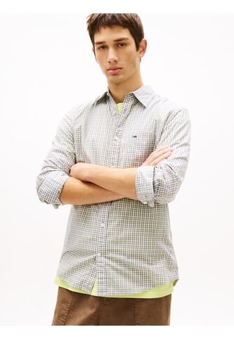 Camisa Gris De Popelín Con Diseño De Cuadros Tommy Jeans Tommy Hilfiger