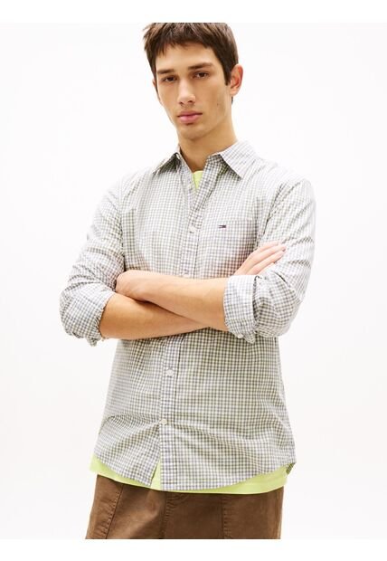 Camisa Gris De Popelín Con Diseño De Cuadros Tommy Jeans