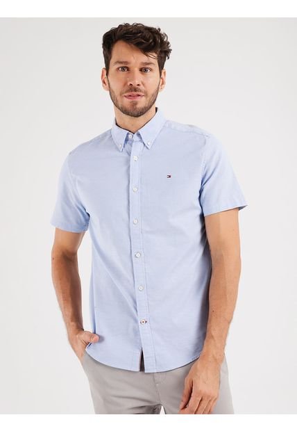 Camisa Manga Corta Hombre Celeste Tommy Hilfiger