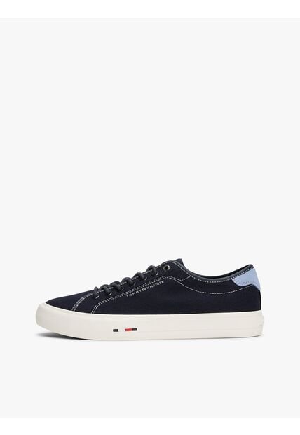 Tenis Azul De Lona Con Logo Distintivo Tommy Hilfiger